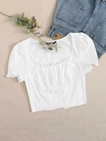 elegant sexy v neck mesh tops summer womens see through off strapless sleeve crop top 2022 club party tee shirts