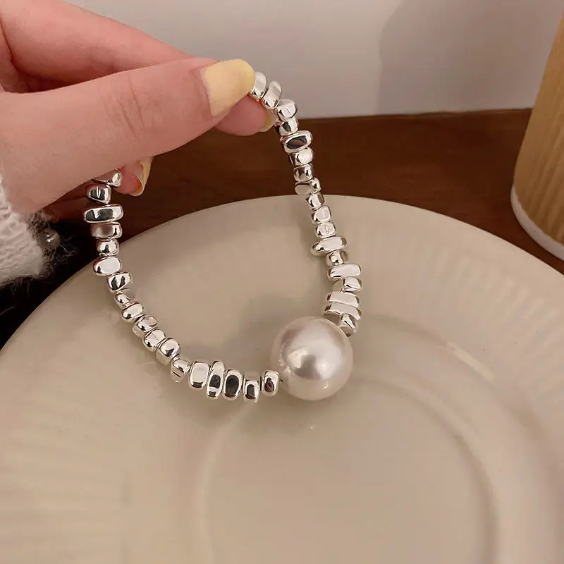 Draweye Irregular Geometric Necklaces for Women Pearls Light Luxury Fashion Sweet Jewelry Korean Elegant Pendant Necklace