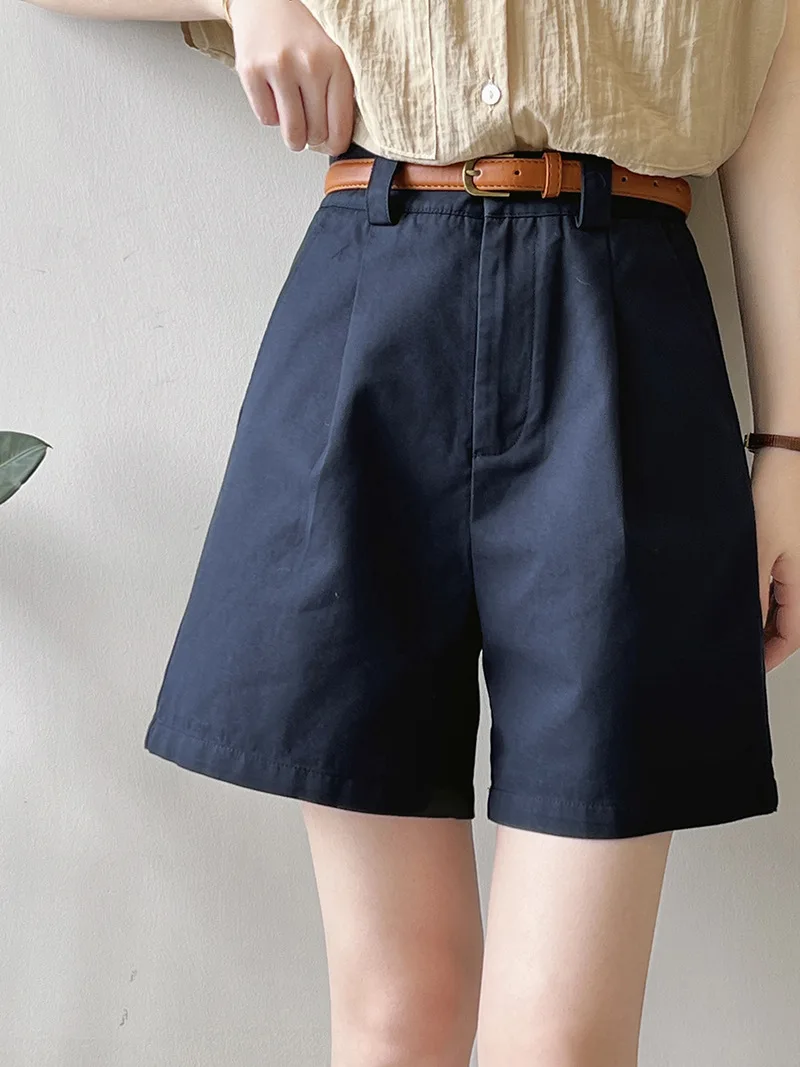 Women's Cargo Shorts Korean High Waist Loose Wide Leg Pants Versatile Casual Pants 2023 Summer Solid Color Commuting Clothes