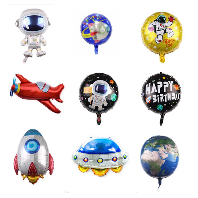 5pcs Outer Space Foil Balloon 3D Astronaut Rocket Galaxy Earth Balloon For Child's Birthday Party Decorations Boy Kids Ballony