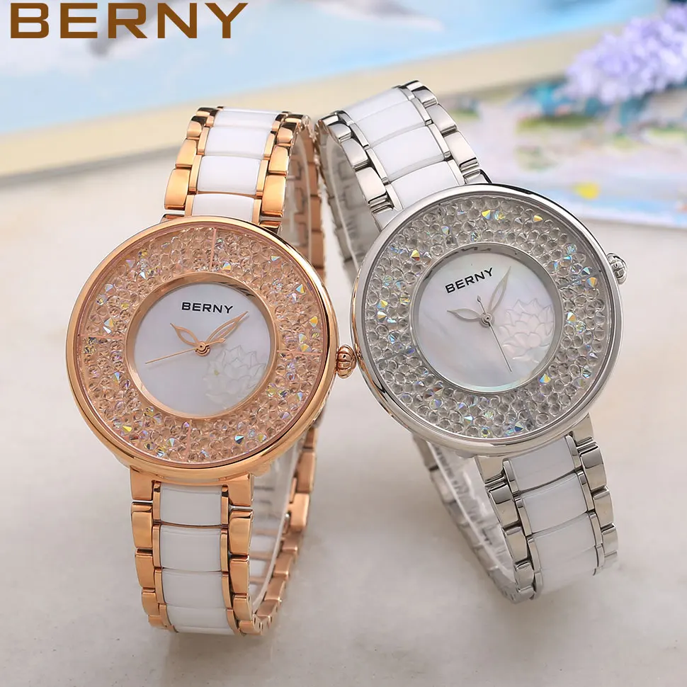 BERNY Quartz Ladies Watch Luxury Exquisite Crystal Wristwatch Women's Clock Waterproof Quality Movement Corrosion Resistance enlarge