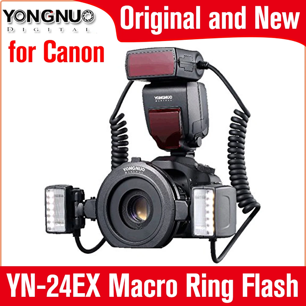 YONGNUO YN-24EX макро кольцо Вспышка Speedlite с 2 флэш-головкой 4 переходные кольца для Canon макросъемки/макросъемки