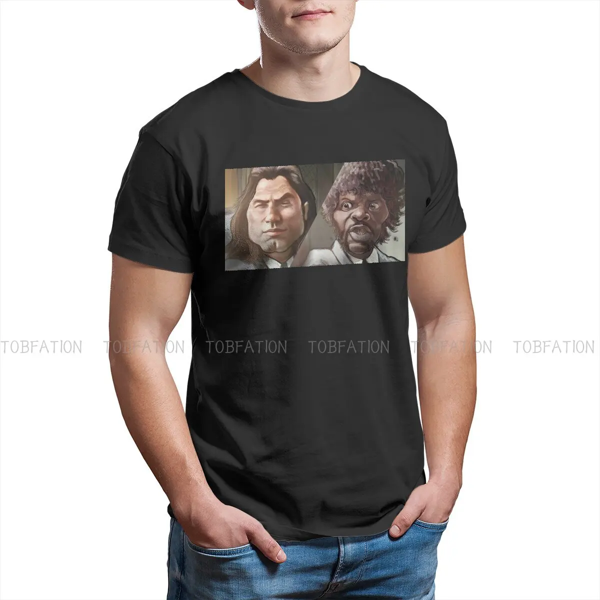 

A Novel Protagonist Newest TShirts Pulp Fiction Six Stories Vincent And Martha's Wife Male Harajuku Fabric Tops T Shirt O Neck