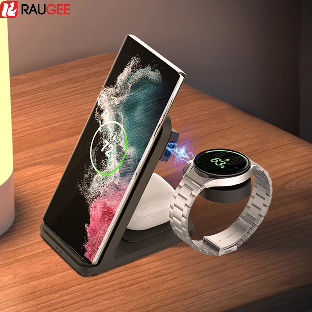 

Wireless Charger 3 in 1 Station For iPhone/Samsung Galaxy S23/S22/Note Phone and Apple Watch/Galaxy Watch 5/5 Pro/4 Fast Charger