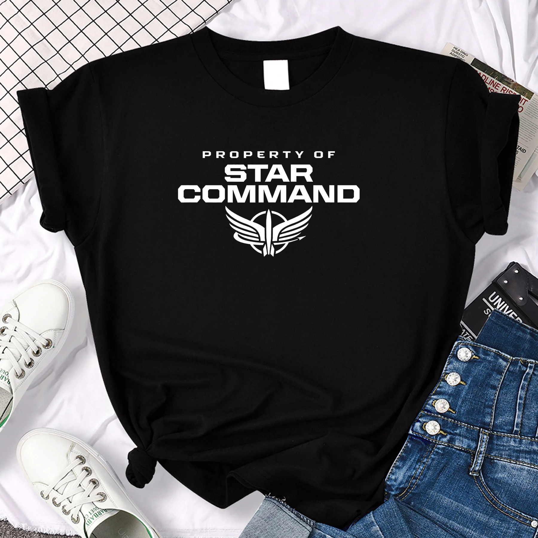 

Amazing Male Men T-shirt Casual Oversized Lightyear Property of Star Command T-shirt Women T-shirts Graphic Ladies Y2k T Shirt