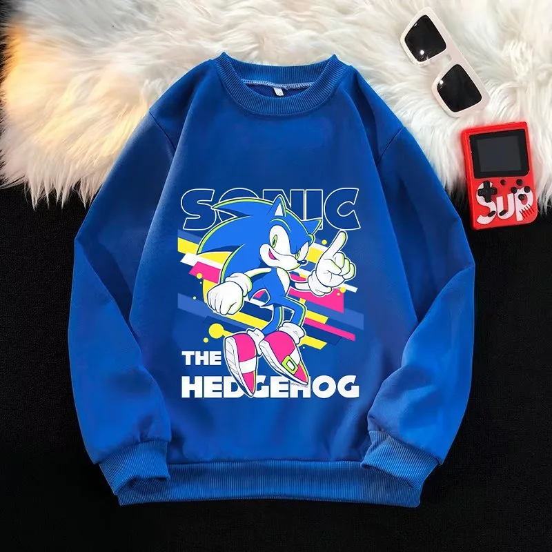New Sonics Kids Clothes Girls Boys Thin Sweatshirts Supple Comfortable Cartoon Anime Graphic Print Tops Birthday Party Gifts