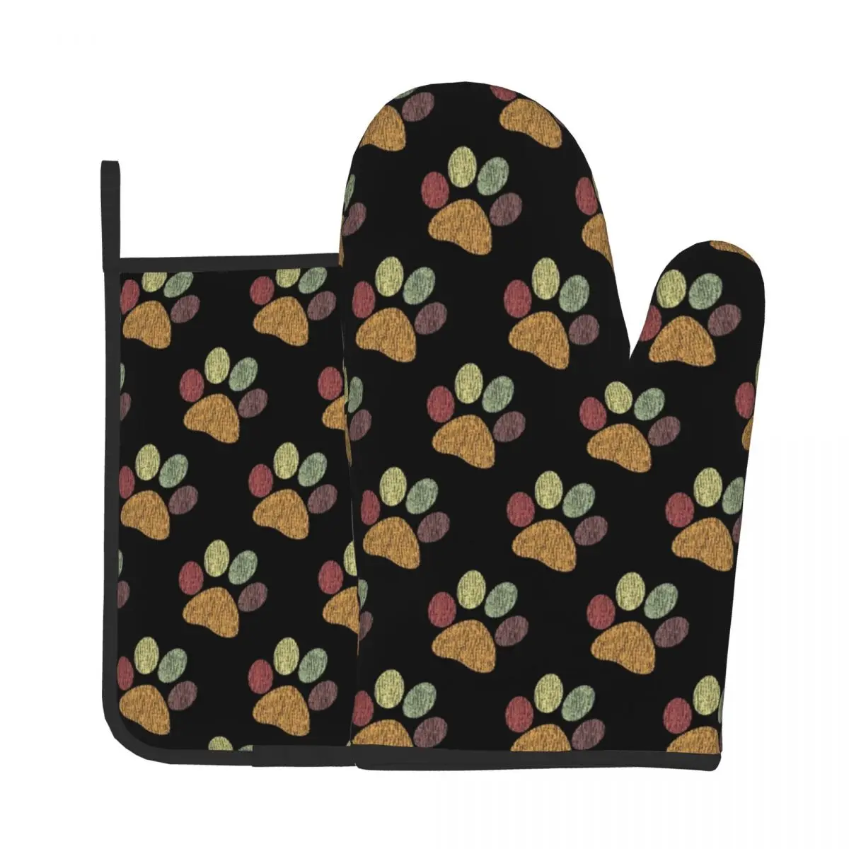 

Красочные винтажные варежки в форме лап, красочные варежки Pawprint Kawaii Dog для выпечки, барбекю, коврик для микроволновой печи