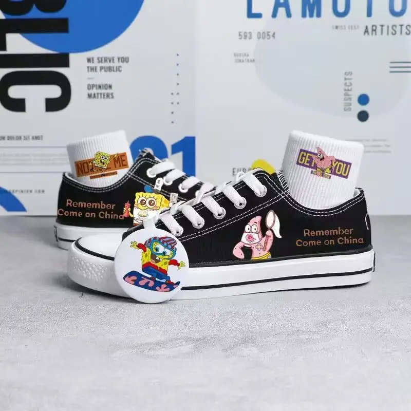 Квадратные брюки Губка Боб низкие холщовые мужские и женские блестящие