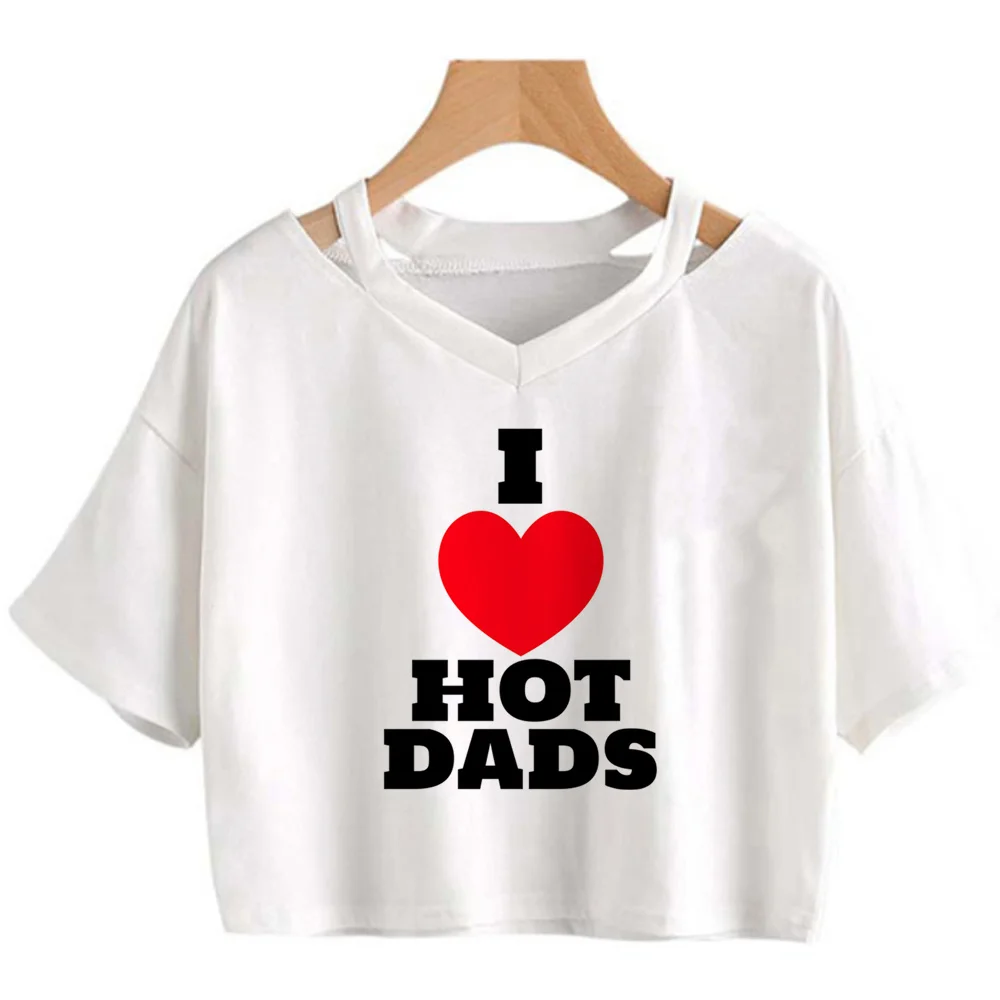 

Топ женский в стиле хиппи Харадзюку с надписью «i love hot dads»