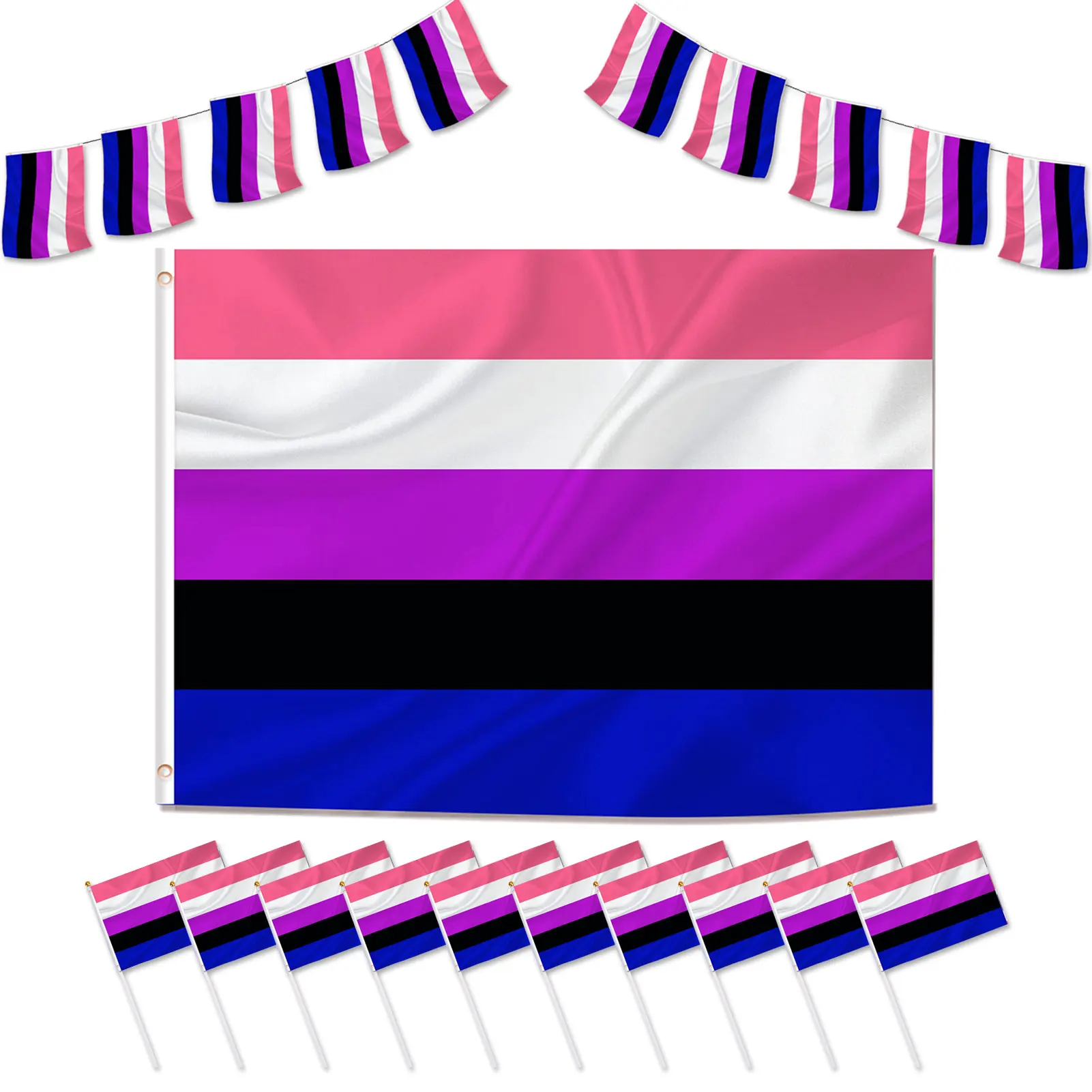 

Genderfluid Pride Flag Genderfluid Pride Flag Good Print Effect Rainbow Banner With Durable Brass Grommets For Suspend Indoor