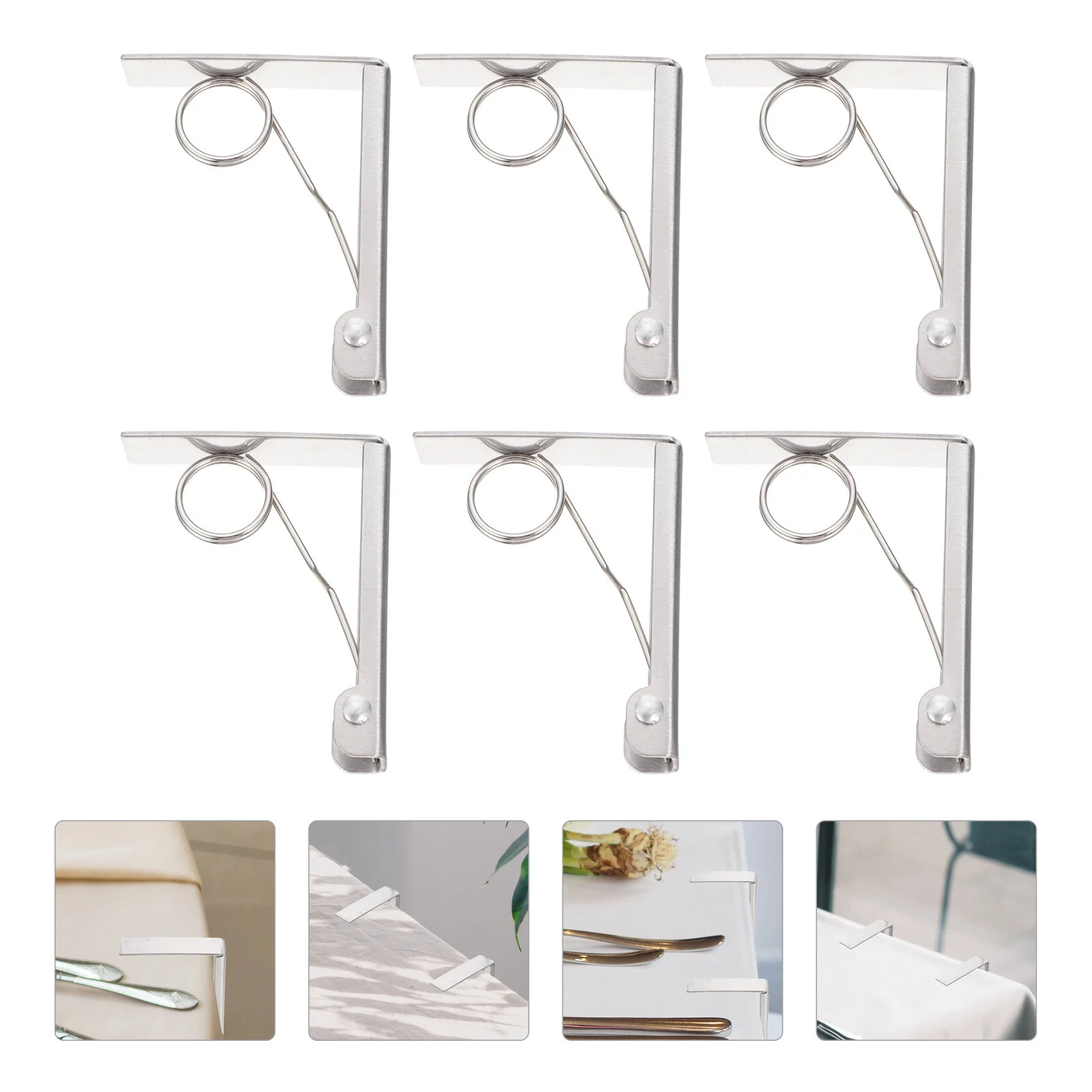 

6 Pcs Outdoor Table Picnic Supply Camping Cloth Stainless Tablecloth Clips Steel Clamps Accessory Convenient Portable