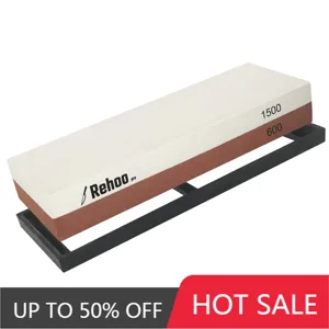 rehoo double sided whetstone 6001500 mesh non slip rubber pad chef wet stone for knives blades waterstone kitchen gadgets free global shipping