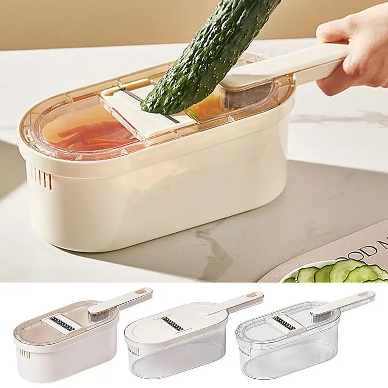 

Ломтерезка для мандолина, 3 типа лезвий, простой в использовании ломтерезка для мадолина, устойчивый к ржавчине материал с контейнером, многофункциональная ломтерезка для мадолина