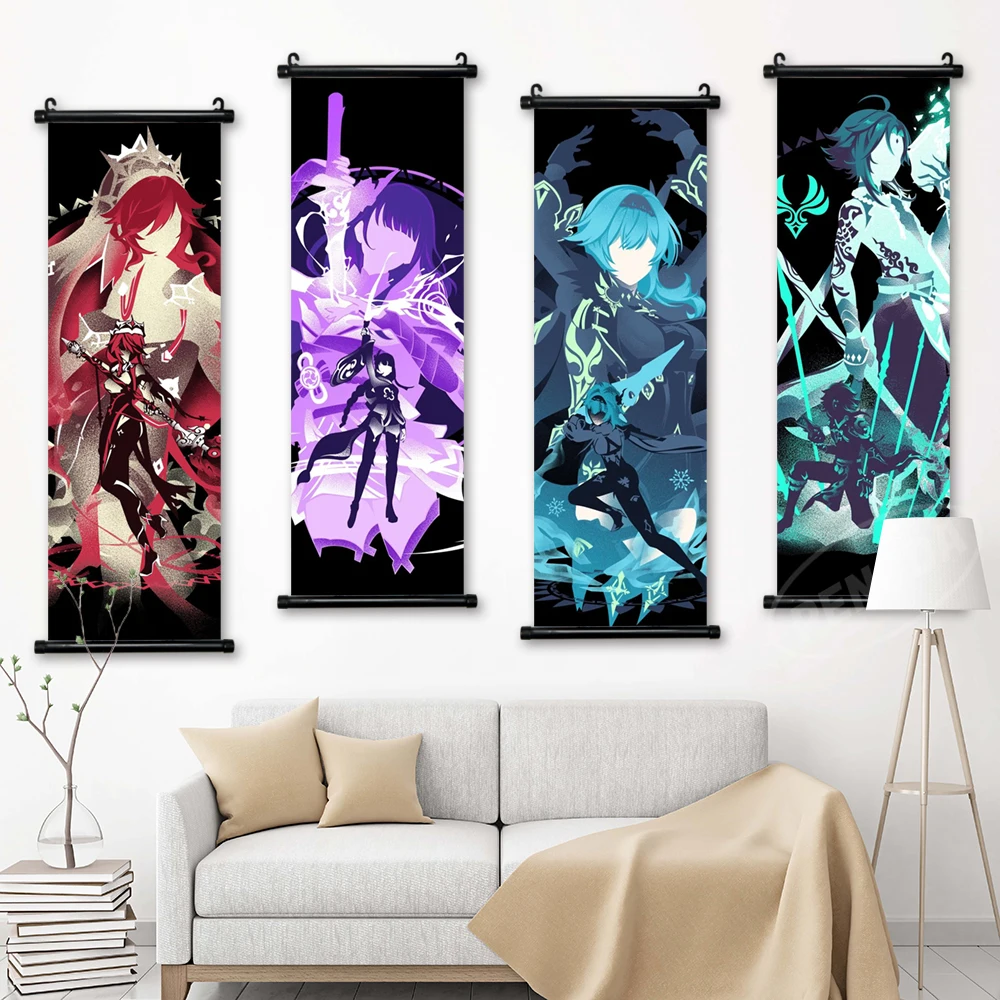 

Wall Art Anime Canvas Genshin Impact Xiao Pictures Modern Painting Rosaria Eula Print Poster Bedroom Hanging Scrolls Home Decor