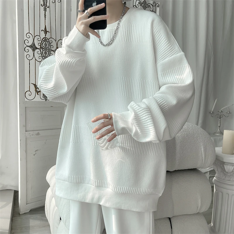 

Свитшоты унисекс, однотонный мужской пуловер, повседневный свободный уличный Топ с длинным рукавом, одежда M-5XL