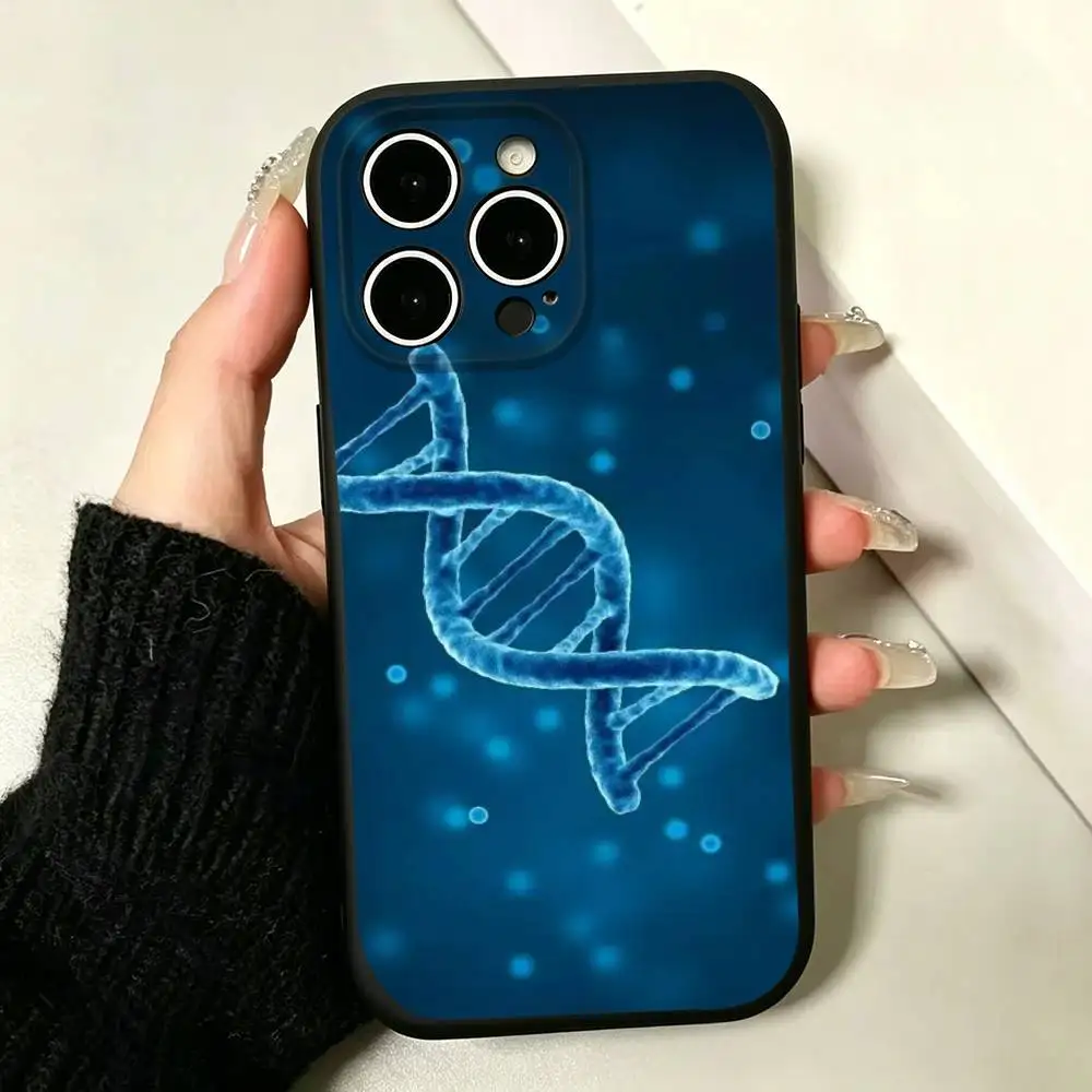 Чехол для телефона с дизайном двойной спирали ДНК для iPhone 17, 16, 15, 14, 13, 12, 11 Pro Max, 17 Air, 16E, XR, 7, 8 Plus, SE2, черный (art.: 3920dbbaa4fac) - 3920dbbaa4fac