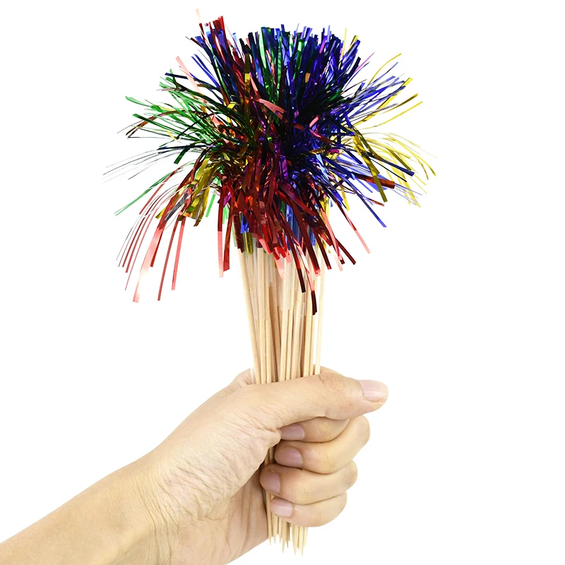 6 sztuk jednorazowa zastawa stołowa desery owocowe patyczki tęczowe fajerwerki ozdoba na wierzch tortu ślub Baby Shower urodziny DIY dekoracja