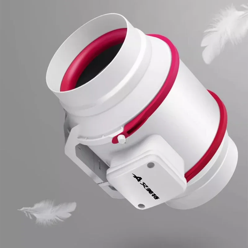 Кухонный бесшумный канальный вентилятор бытовой мощный вытяжной трубопроводной