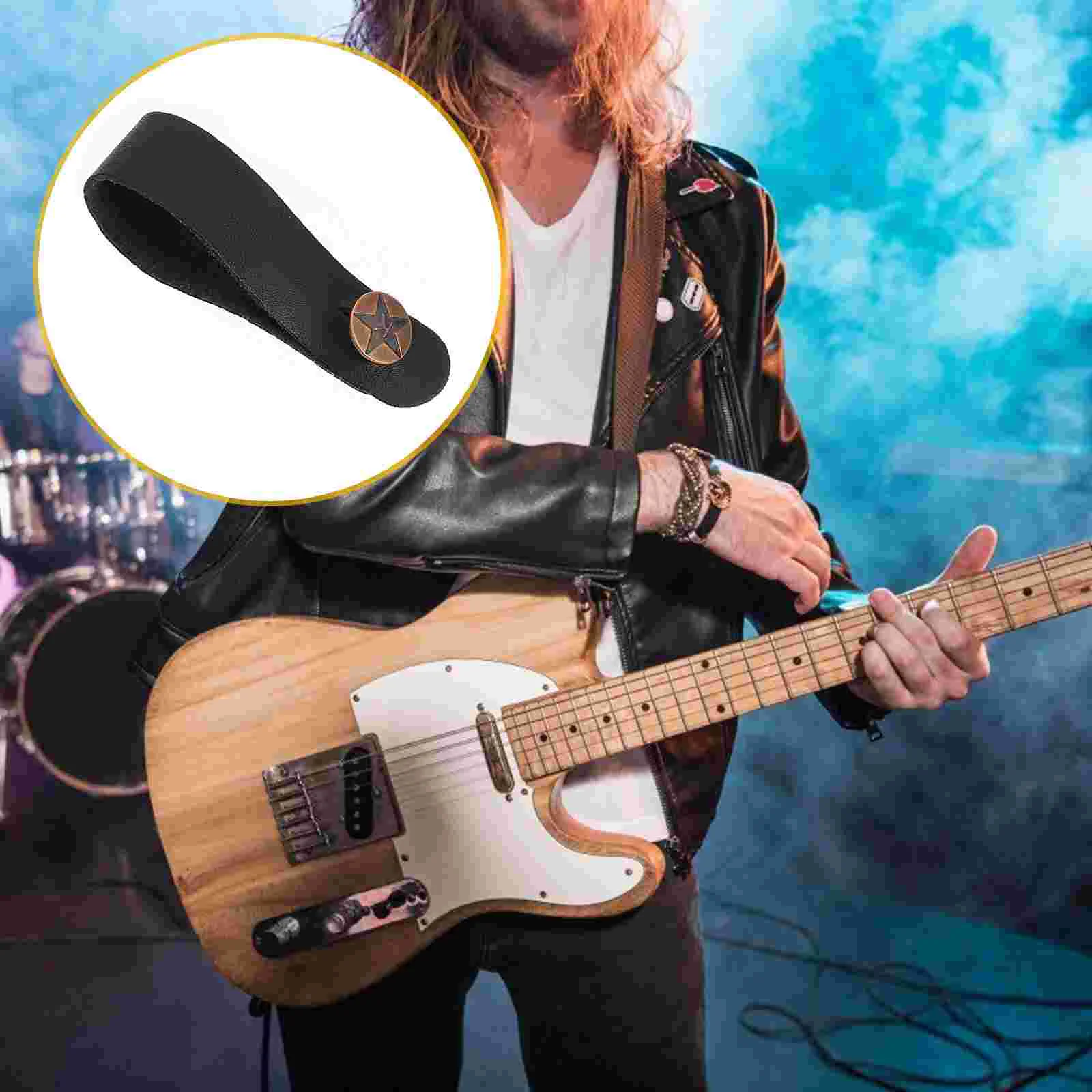 

4Pcs Leather Guitar Headstock Strap Tie Neck Strap Button Guitar Accessories