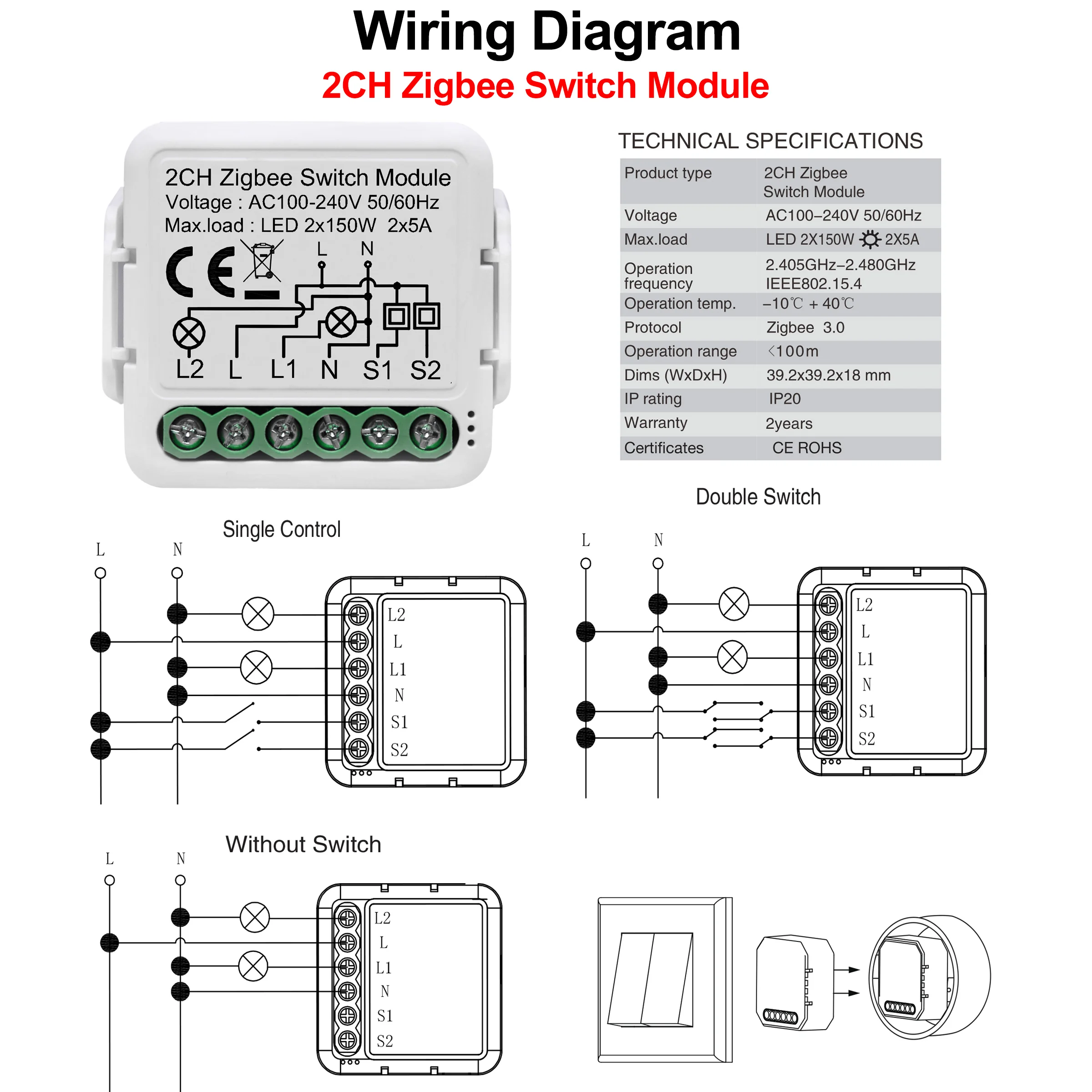 ZigBee 3.0 Modul Sakelar Lampu Pemutus Pintar DIY 1 2 3 4 Gang Mend aand Kontrol Arah Bekerja dengan Alexa Google Home