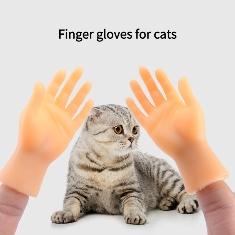 

Funny Palm Shaped Mini Hands Creative Finger Cots Small Hand Tease Kitten Cats Massager Grooming Gloves Pet Supplies