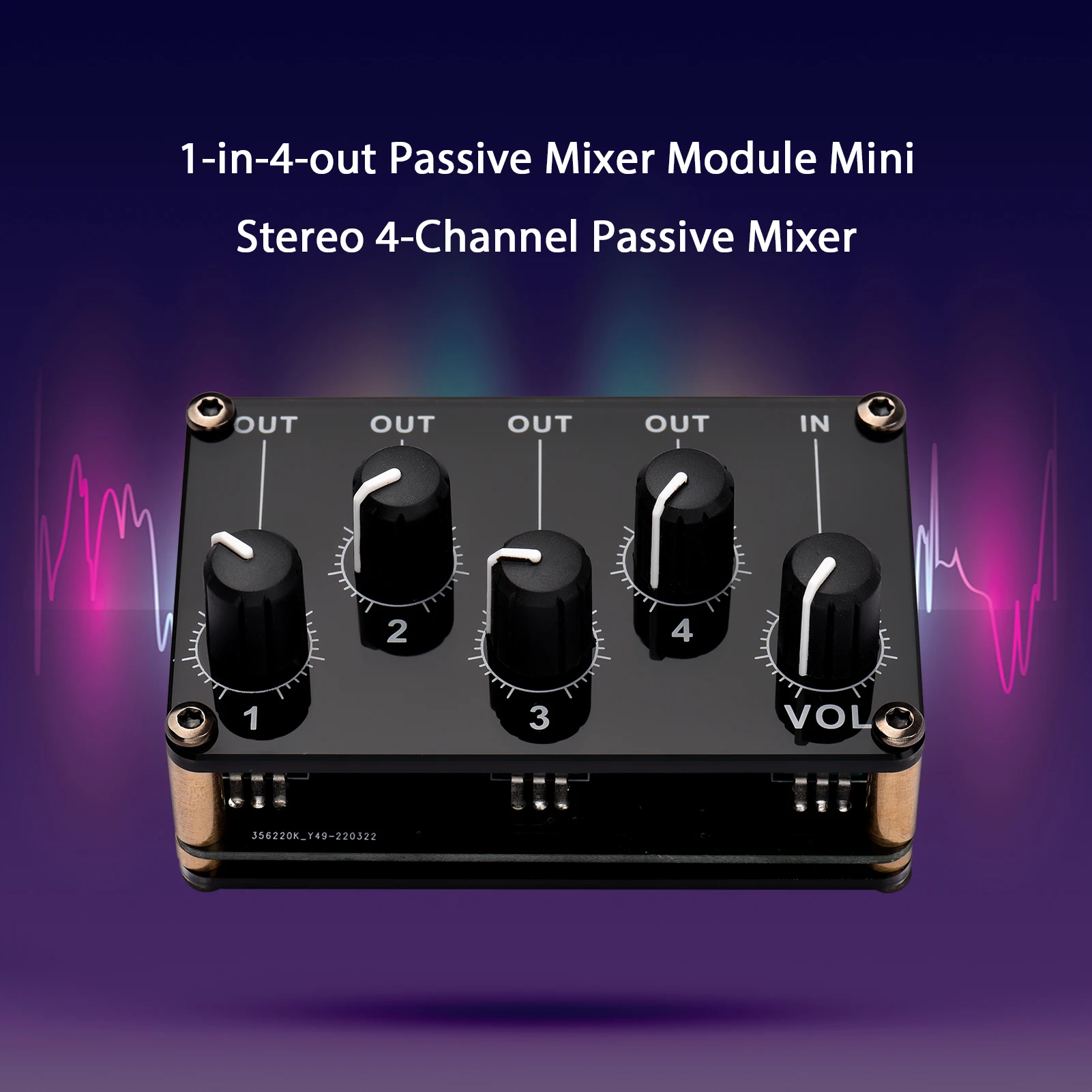 

1-in-4-out Passive Mixer Module Mini Stereo 4-Channel Passive Mixer Ultra Compact Low Noise for Recording Studio Console Stage