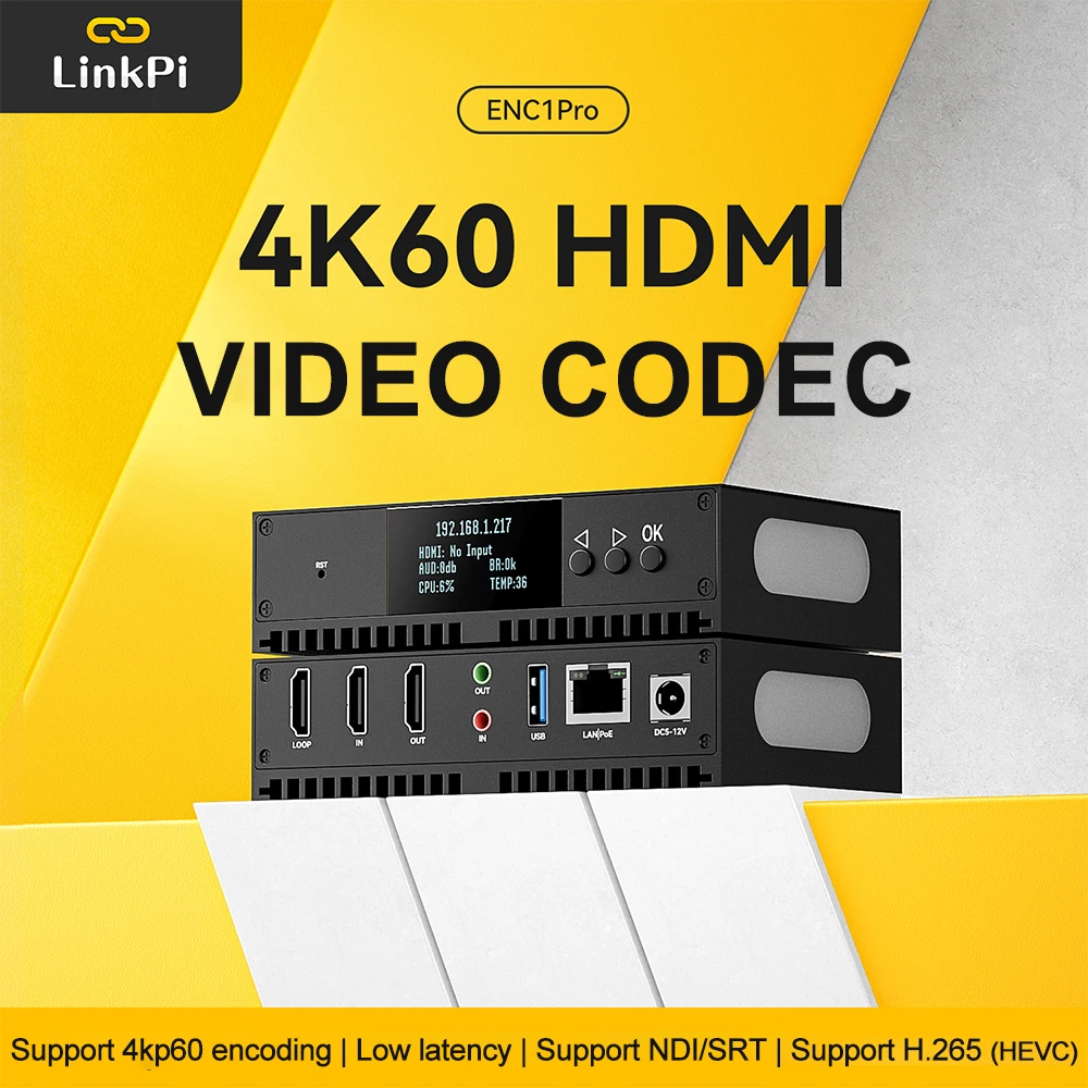 LinkPi ENC1Pro 4K60 Видеокодер HDMI-декодер Поддержка SRT NDI HX RTMPS 8 ГБ Emmc 265 Live Box Потоковая