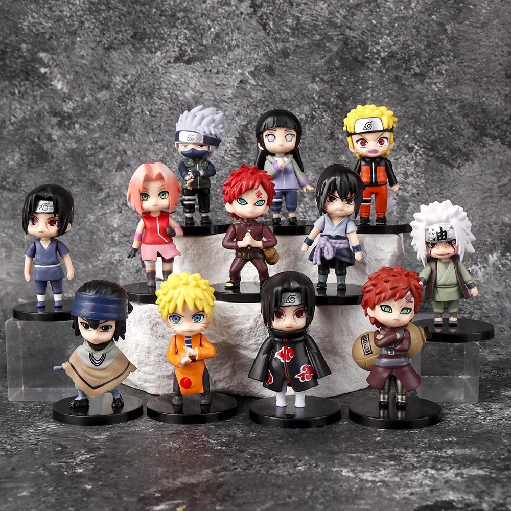 

12Pcs/Set Naruto Q.ver Figures Uzumaki Sasuke Gaara Kakashi Itachi Chibi Figurines Toys Anime PVC GK Model Collectible Kids Gift