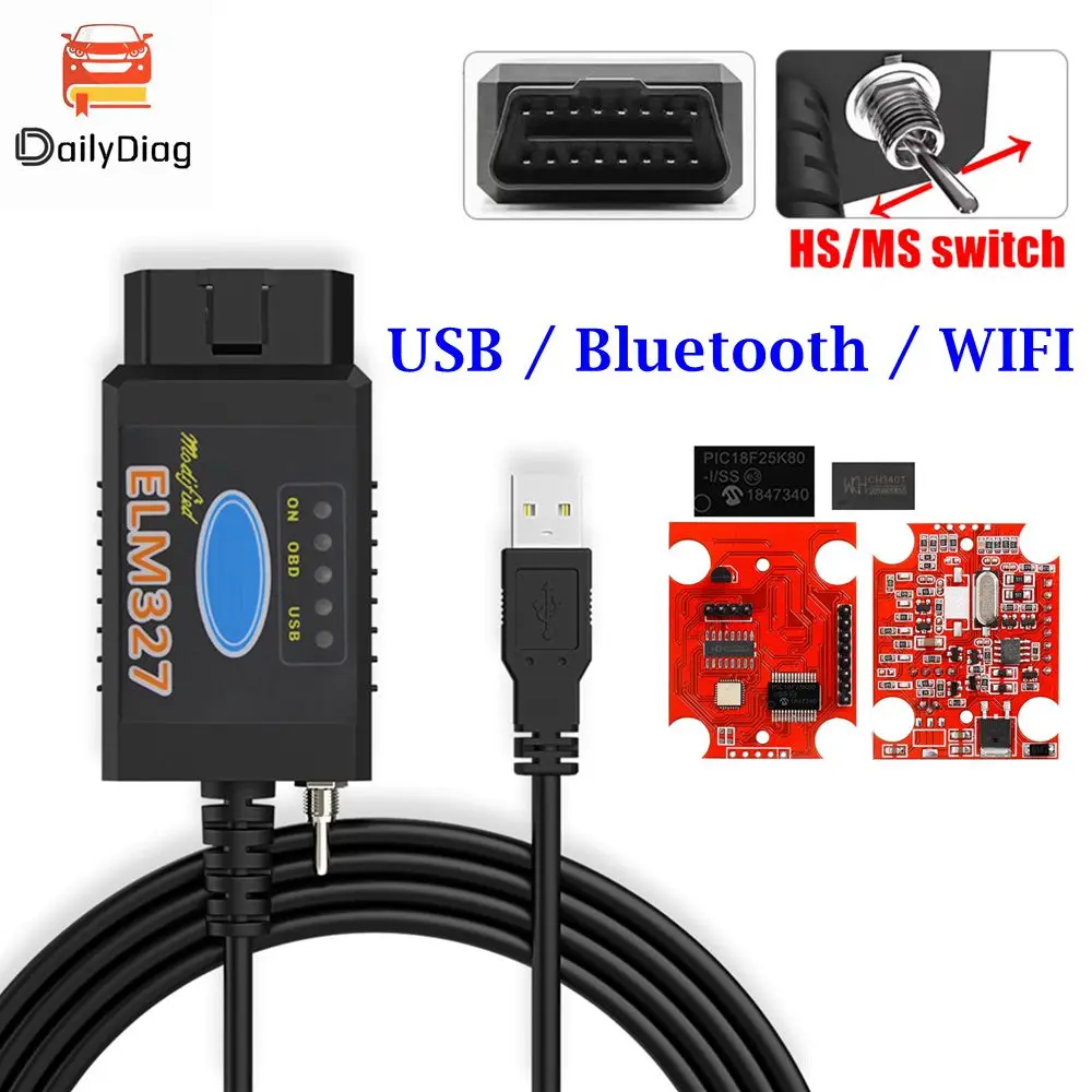 

Автомобильный диагностический сканер ELM327 V1.5 с поддержкой USB/BT/Wi-Fi