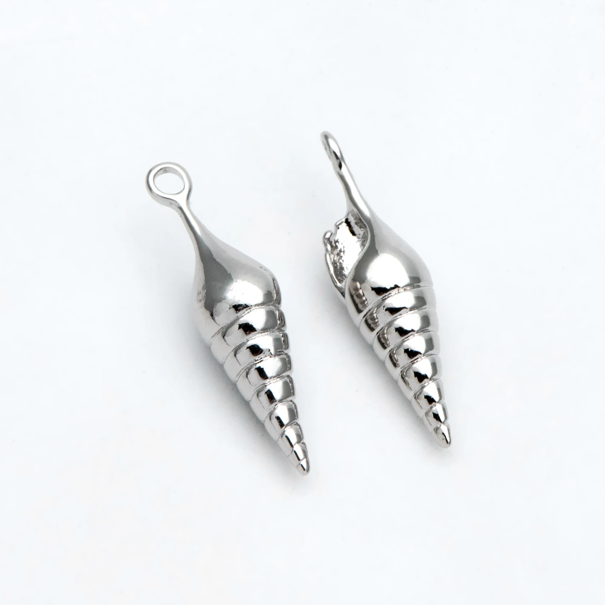 10 шт., серебряные подвески в виде ракушек, 22x6 мм