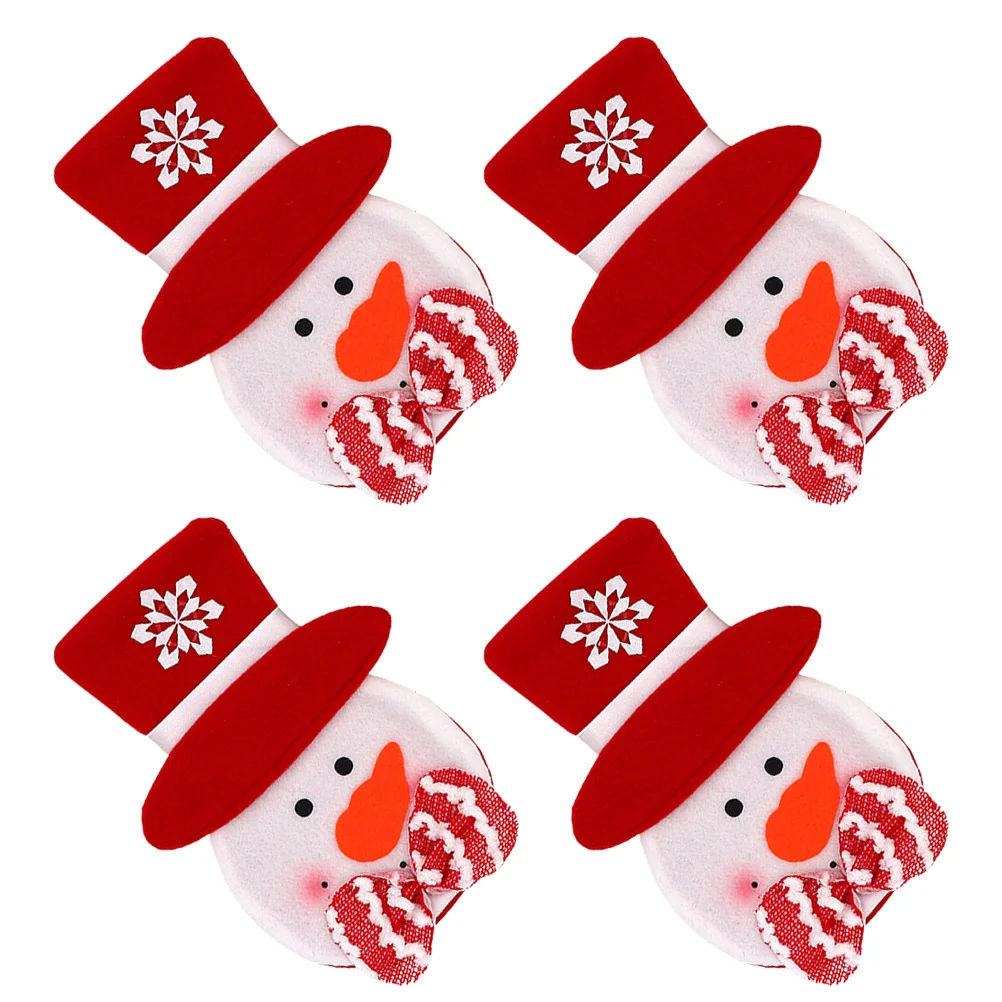 

Christmas Cutlery Holder Silverware Bagfork Snowman Pouchtableware Cover Holders Party Table Dinner Decor Delicatecandy Themed