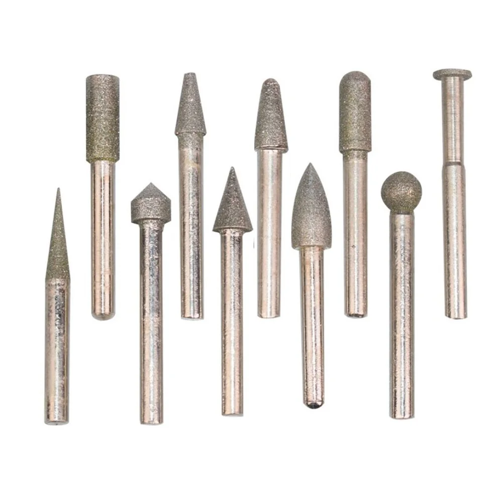 

10 шт. 6 мм хвостовик конусная алмазная шлифовальная головка вращающиеся сверла для стекла нефрита стекла керамики резьба шлифовальные абра...