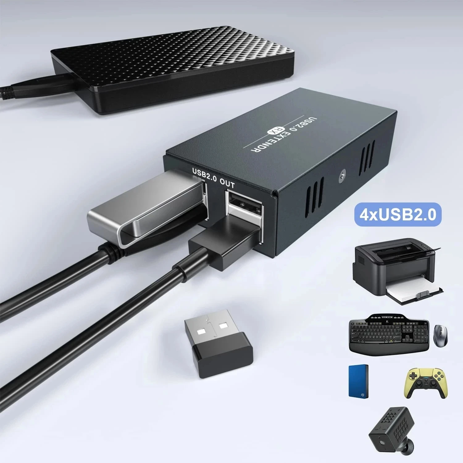 USB-удлинитель длиной 50 м с 4 портами USB2.0 по Ethernet Cat5e/6/7 кабель USB к RJ45 LAN удлинитель