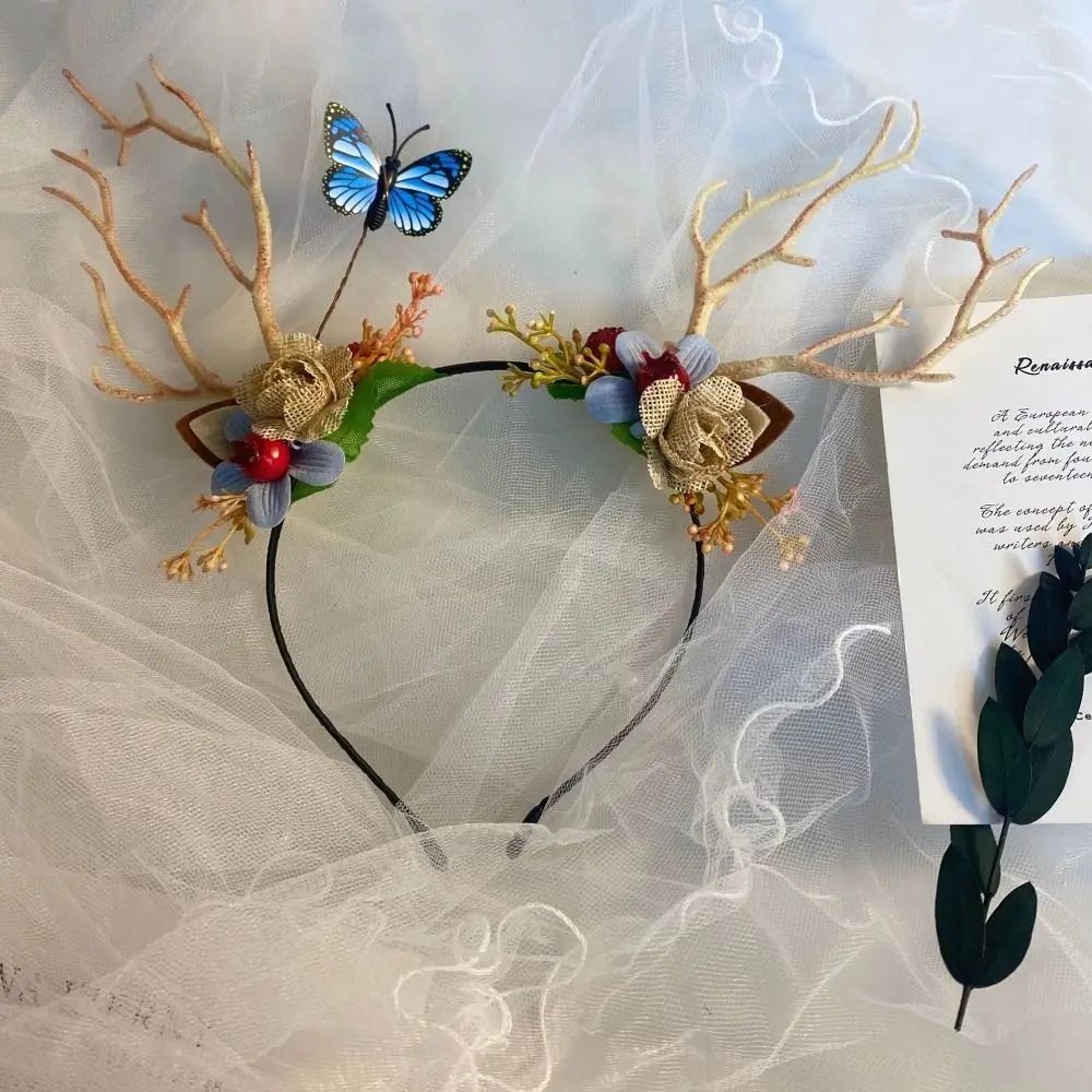 

Butterfly LED light Photography Decoration Korean Style Hairbands Women Luminous Hair Hoops Elk Christmas Antler Headbands