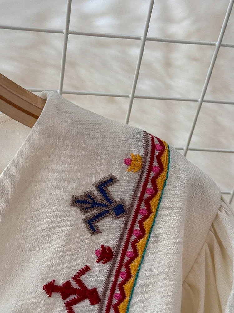 Новое женское хлопковое льняное платье в европейском и американском стиле 2024