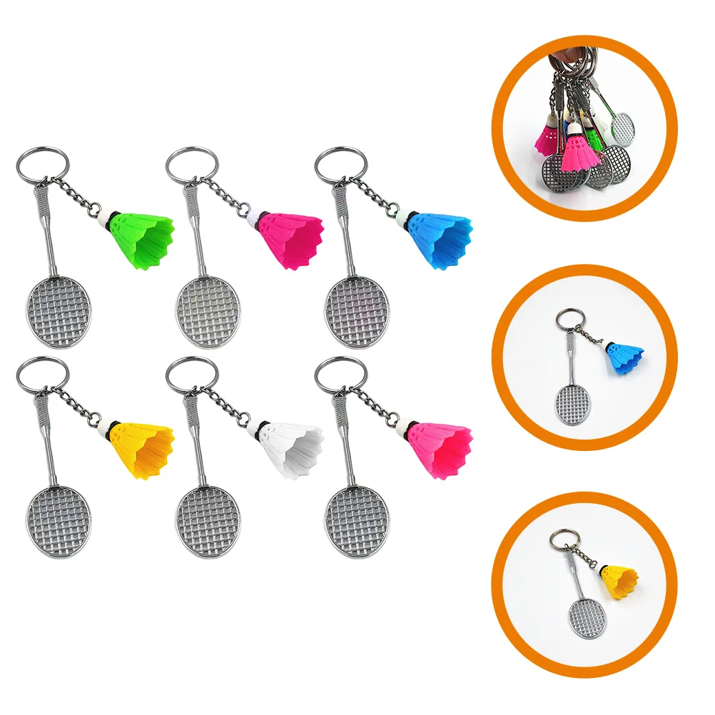 

6 Pcs Badminton Keychain Bag Hanging Decoration Backpack Pendants Mini Ring Adorns Rings Car Keys Decorate Keychains