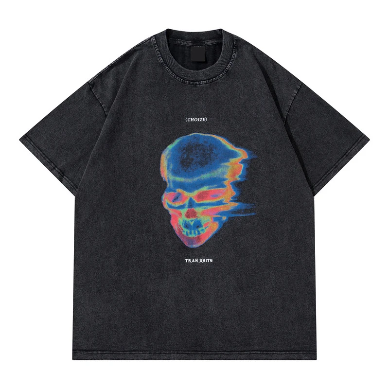 

Rainbowtouches Brand Men Skull T Shirt Vintage Unisex High Street Graphic Oversize Color Painting Design Shirts Fashion T Shirts
