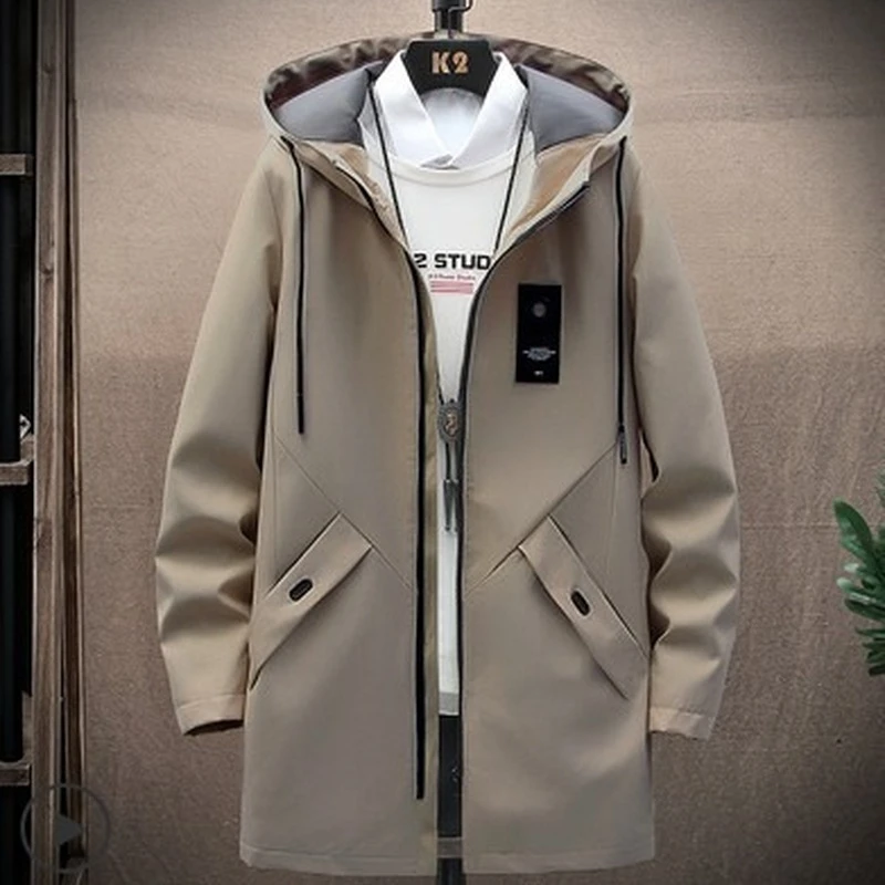 Осень-зима 2022 однотонная Повседневная ветровка на молнии с капюшоном и карманами