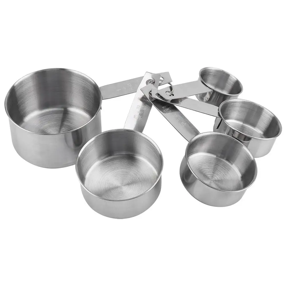 

5 Pcs Stainless Steel Measuring Cup Set Rust-proof Mirror Polished Multiple Models Precisely Marked Kitchen Baking Tools