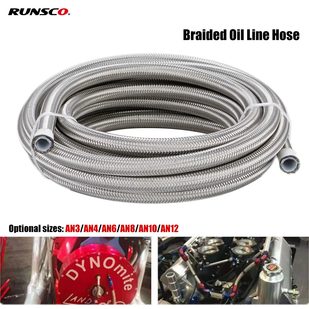 

AN3 AN4 AN6 AN8 AN10 AN12 Hose 304 Stainless Steel /Nylon Braided PTFE Brake Hose Fuel Oil Hose Line Oil Cooler Pipe