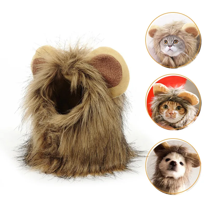 

Cute Lion Mane Cat Wig Pets Funny Clothes Party Cosplay Hat With Ears Decor Accessories Pet Items 반려동물용품 cosas para mascotas