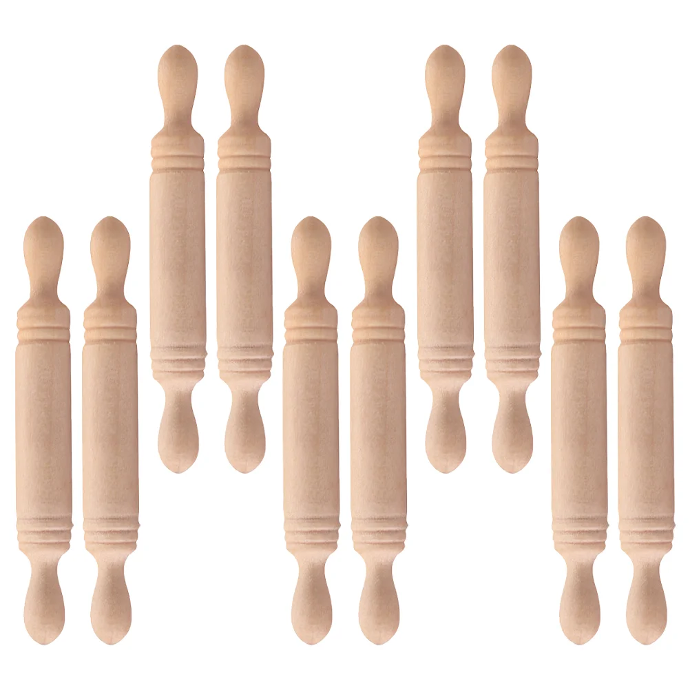 

Rolling Pin Mini Wooden Roller Kids House Miniature Crafts Baking Kitchen Dough Wood Stick Supplies Scene Rollers Decoration