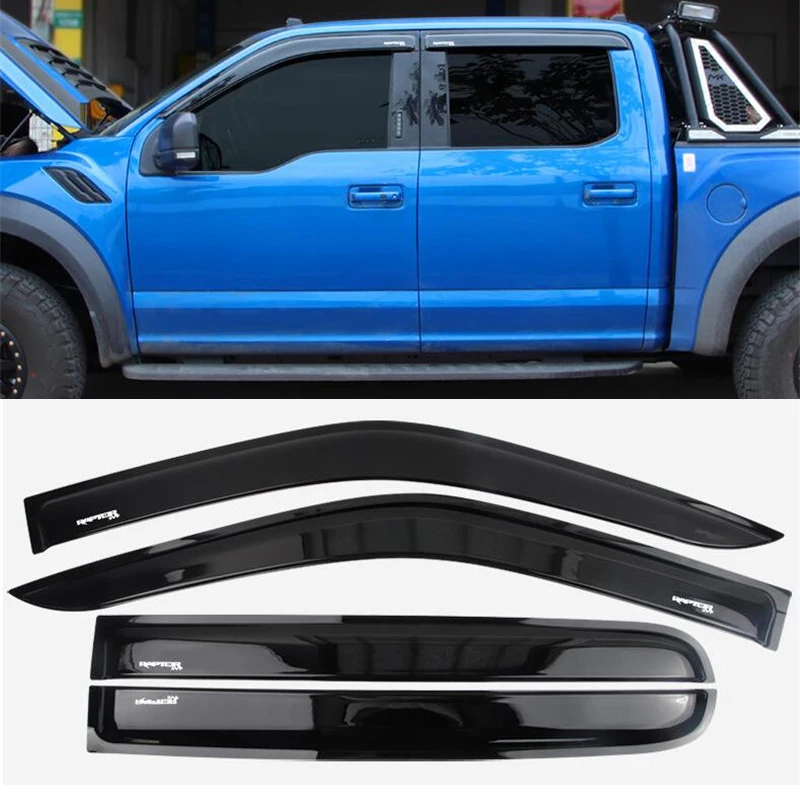 Для 4-дверного Ford Raptor F-150 оконный козырек боковой ветрозащитный дефлектор черный