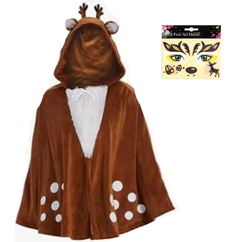 Рождественский женский костюм оленя Рождественская вечеринка снежный лось плащ