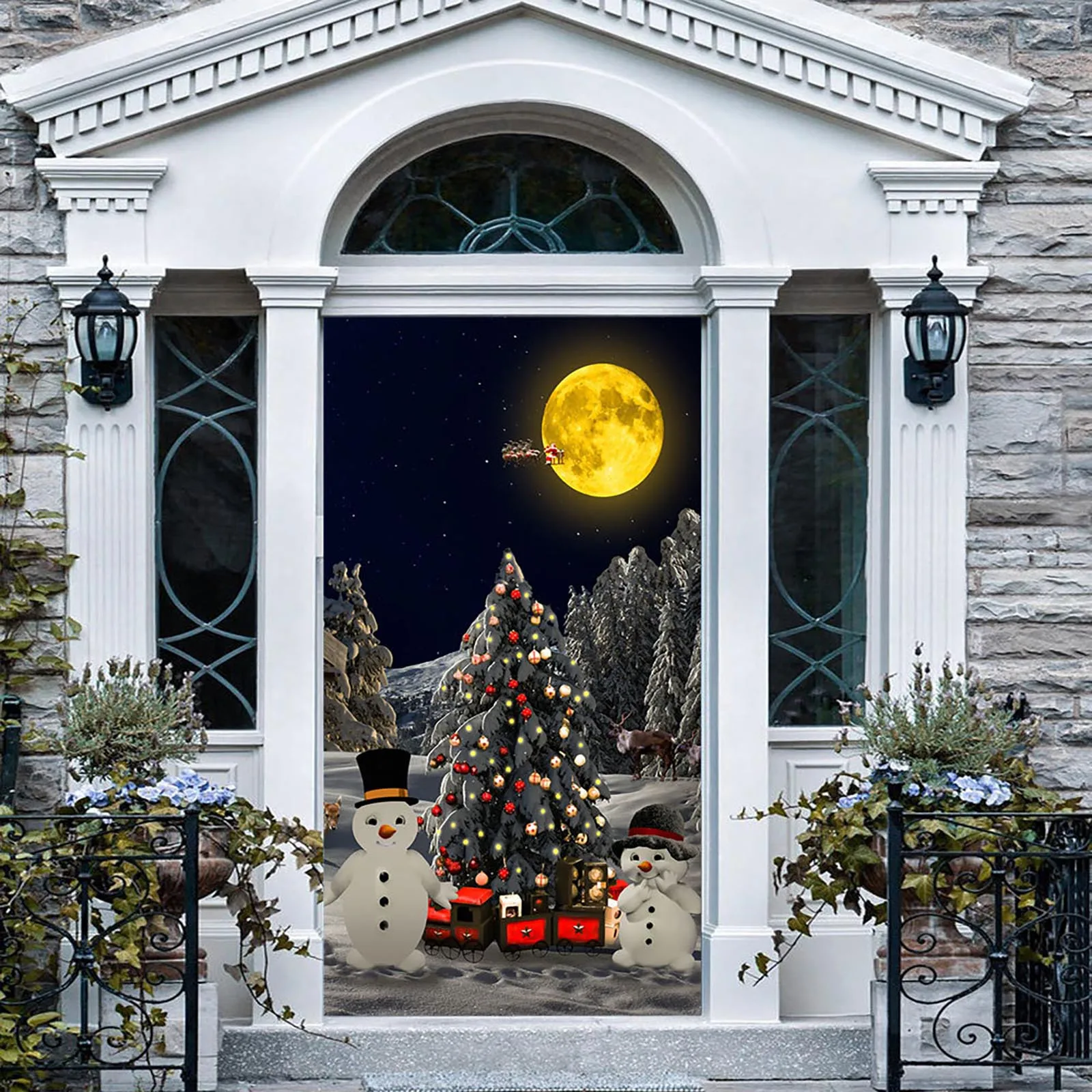 

3D Christmas Door Covers Christmas Party Decorations Door Stickers 31 X 78 Inch