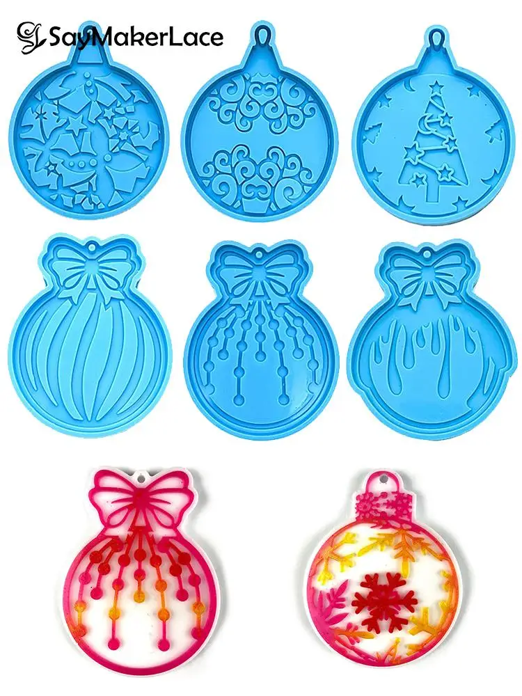 

Christmas Ball Silicone Moulds Keychain Pendant Epoxy Resin Crafts Silicone Mold Candy Chocolate Xmas Jewelry Pendant MakingMold