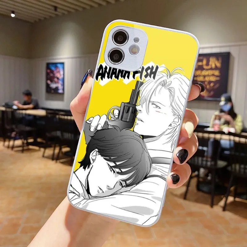 

Чехол для телефона с изображением банановых рыбок и аниме для iPhone 14, 13, 12, 11 Pro Max, X, XR, XS, 8, 7 Plus, чехол для телефона из жидкого стекла