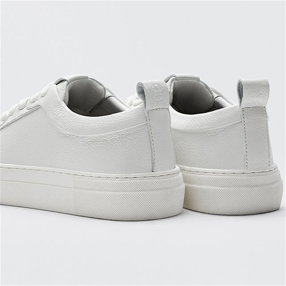 Women's Vulcanize Shoes 2023 Classic Solid Color Genuine Leather Vulcanized Shoes Woman Casual White Shoes Female Flat Sneakers