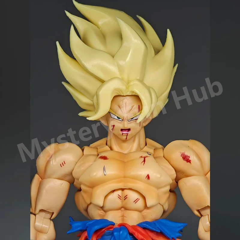 Фото В наличии: Фигурка WY Studio Dragon Ball Z Первый Супер Сайян Гоку с эффектом боевых повреждений и набором аксессуаров. Кастомные игрушки и подарки на день рождения. №4
