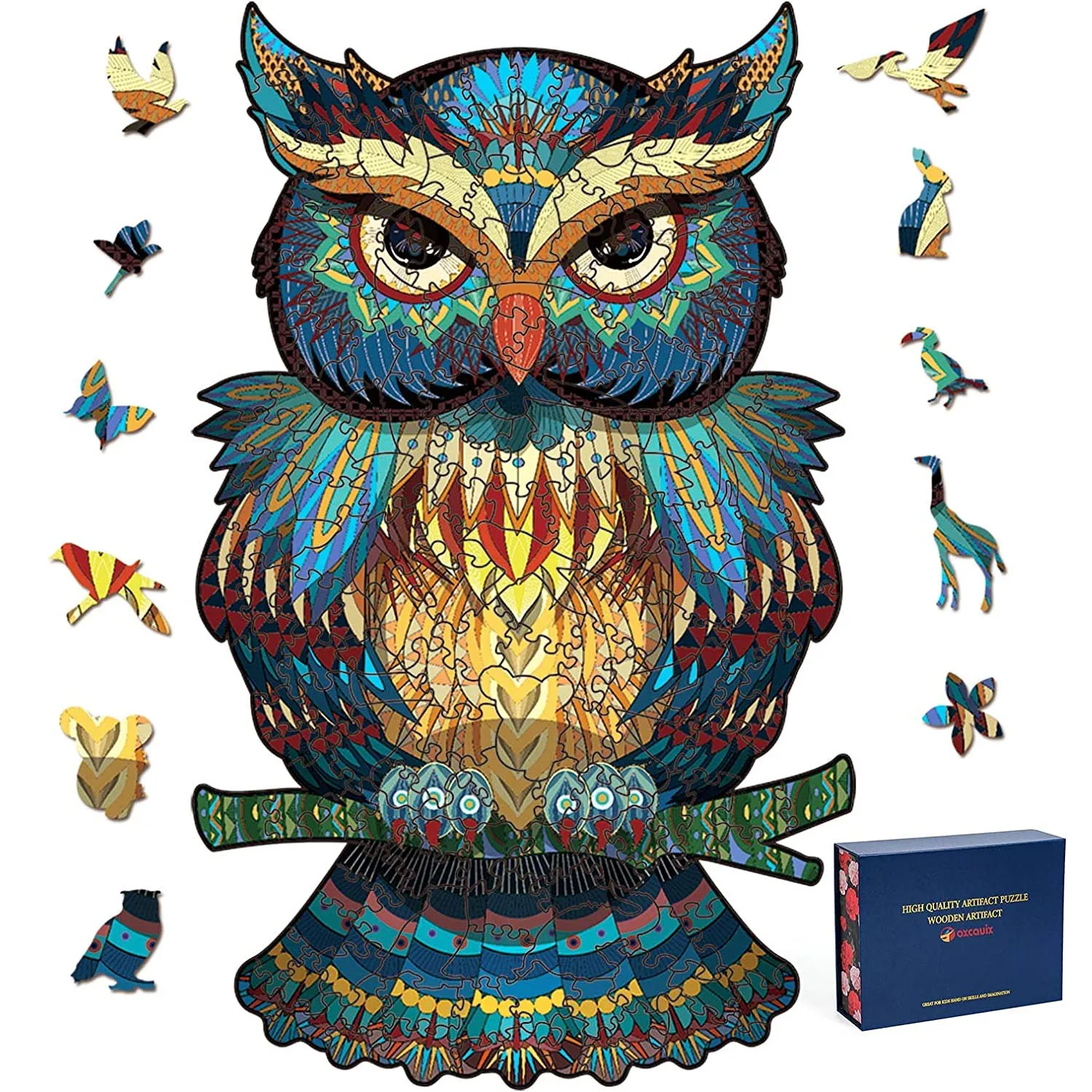 

Wooden Puzzles for Adults Owl 200 Pieces Jigsaw Puzzle Wood Unique Unicorn Elephant Animal Shaped Puzzles High quality Gift box